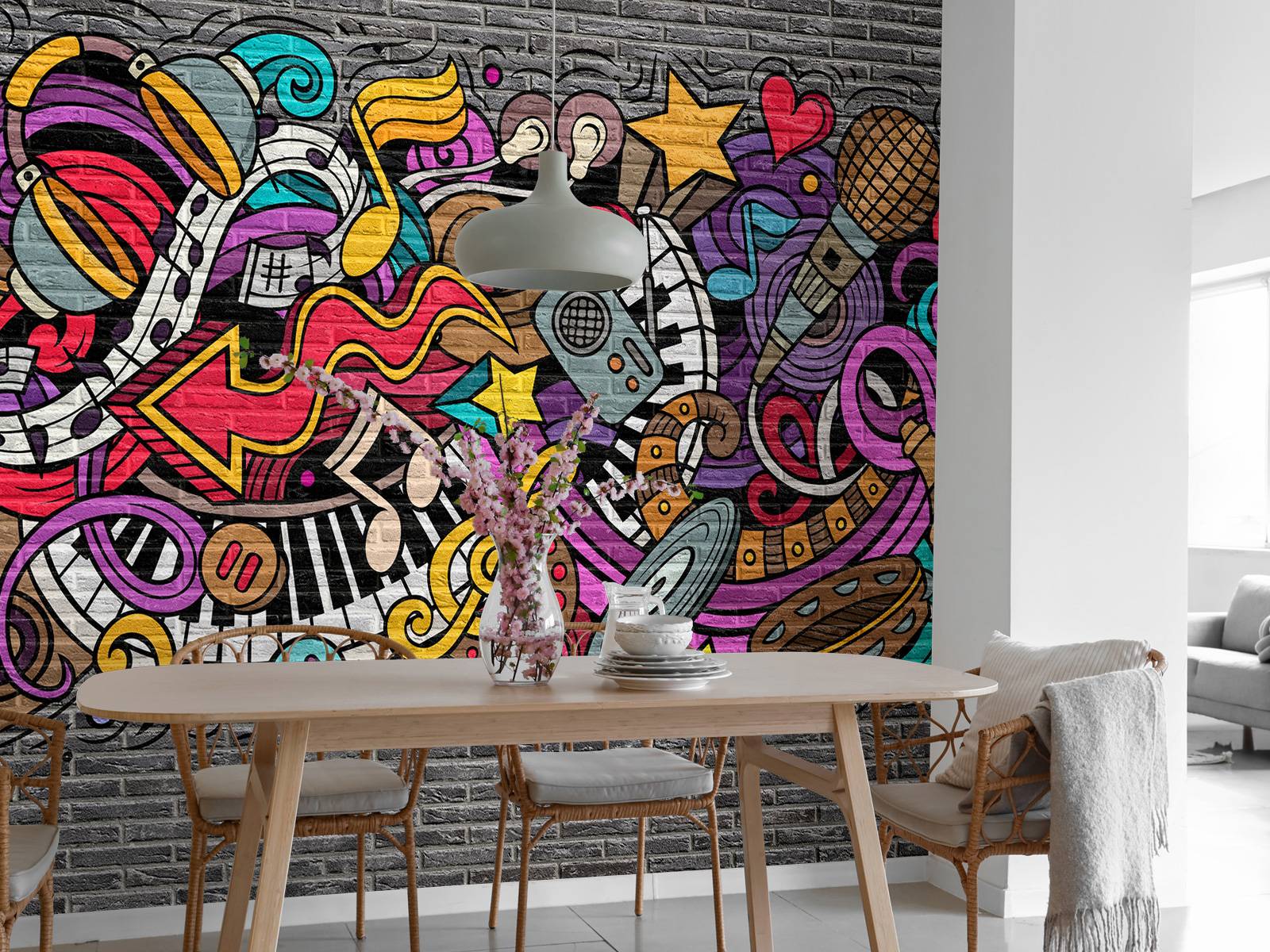 Musik-Graffiti auf Backstein