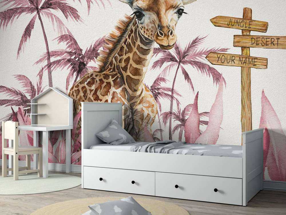 Baby-Giraffe im Dschungel rosa
