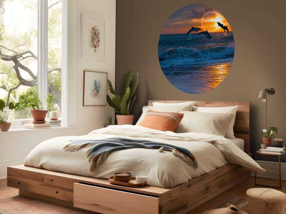 Delfine mit Sonnenuntergang