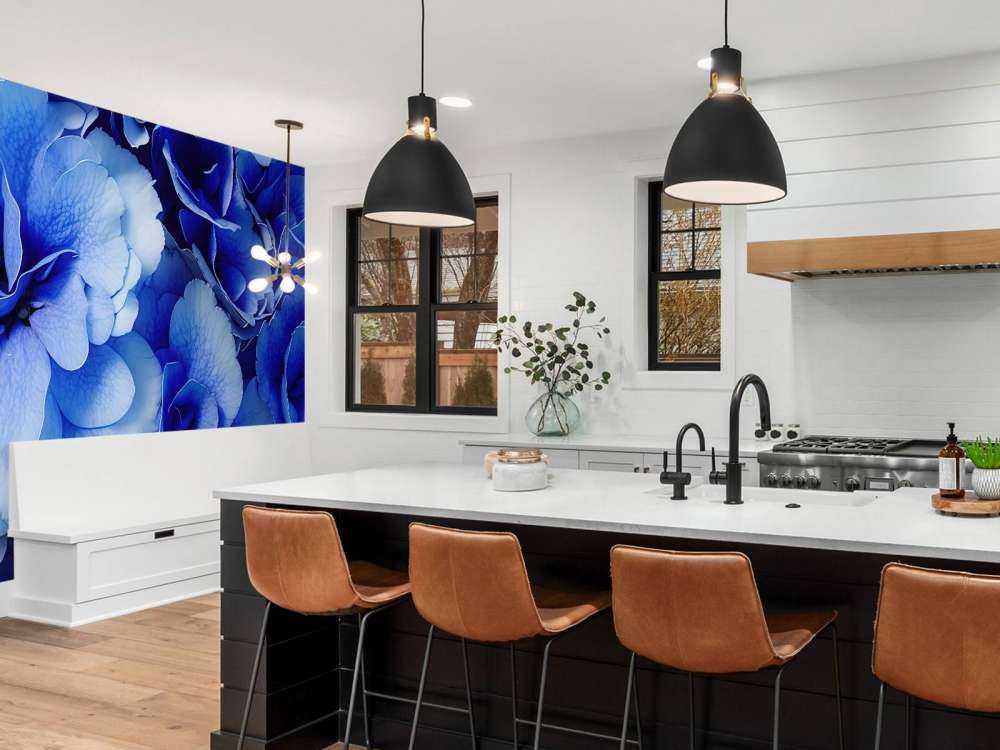 Nahaufnahme von blauen Hortensien