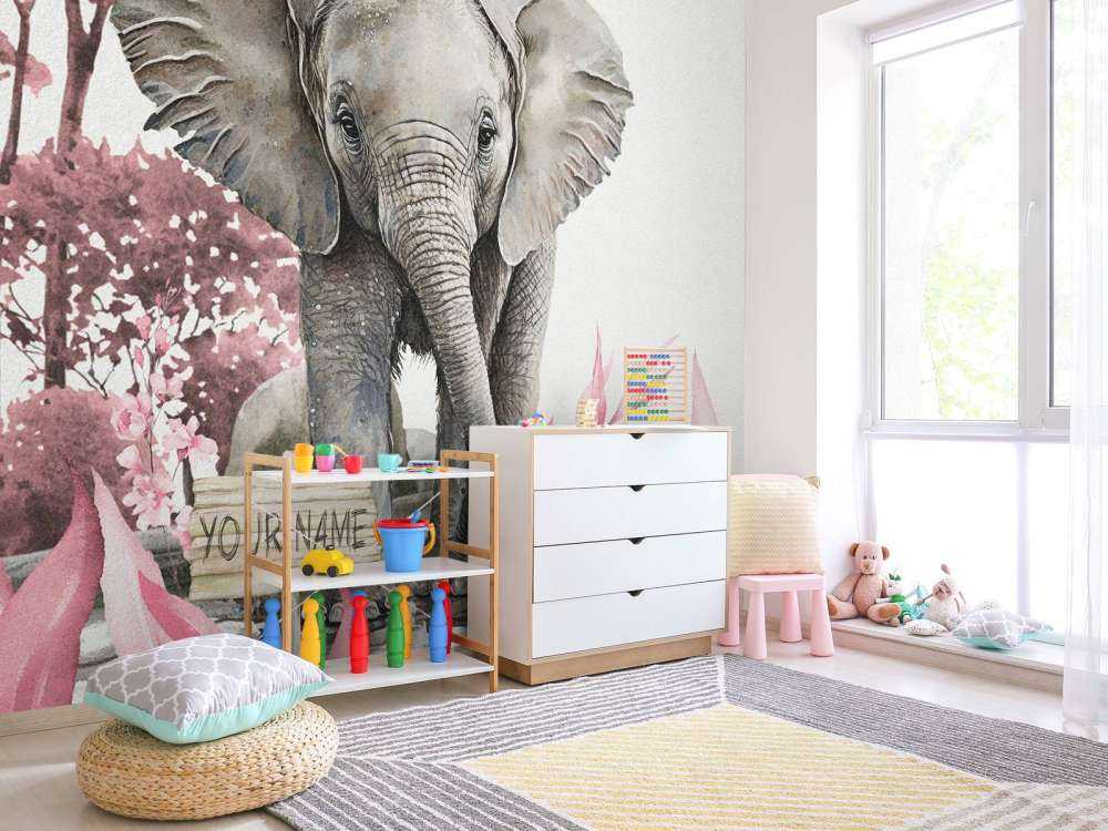 Elefantenbaby im Dschungel rosa