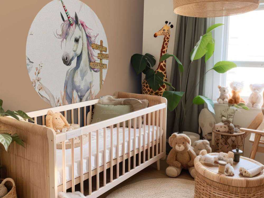 Baby Einhorn mit Pflanzen taupe
