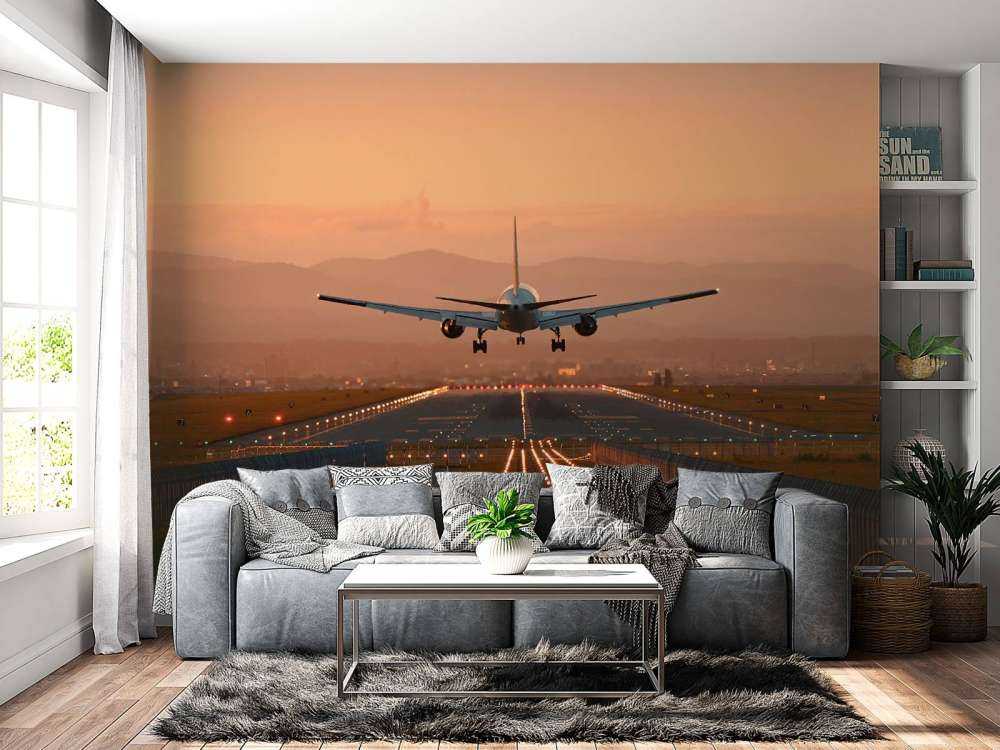 Landungsflugzeug in der Abendsonne