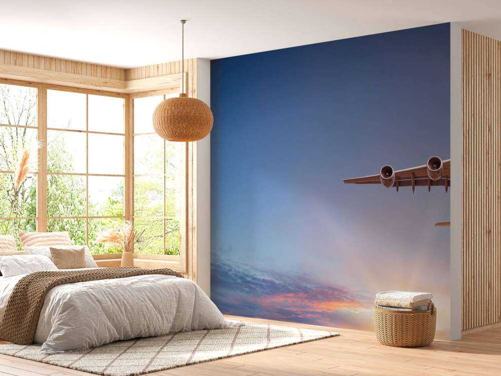 Flugzeug mit schöner Sonne