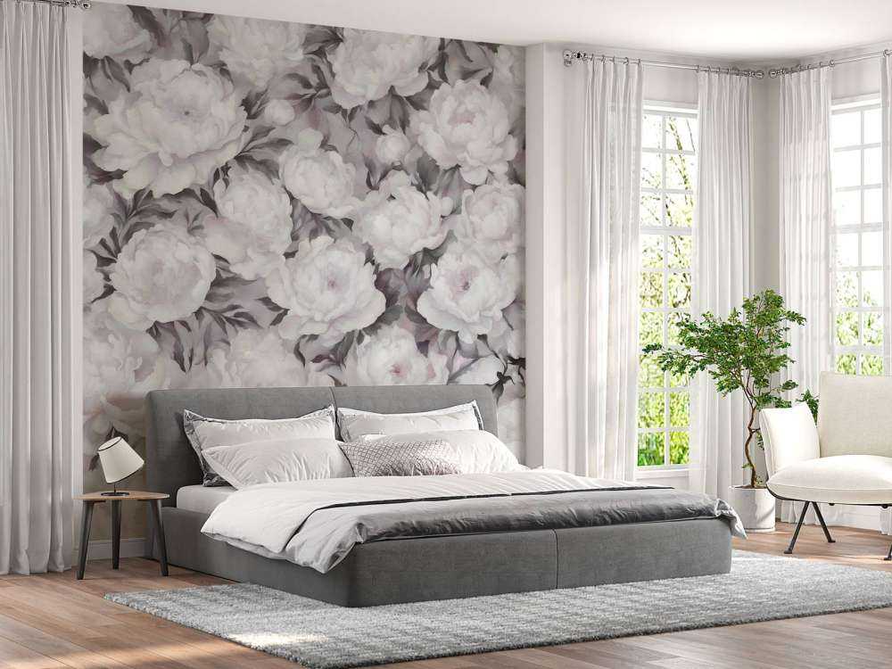 Peonies Wand Schwarz