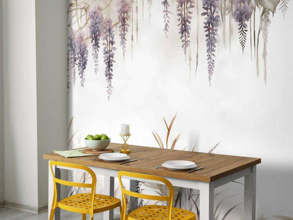 Wisteria und Feldgräser Beige