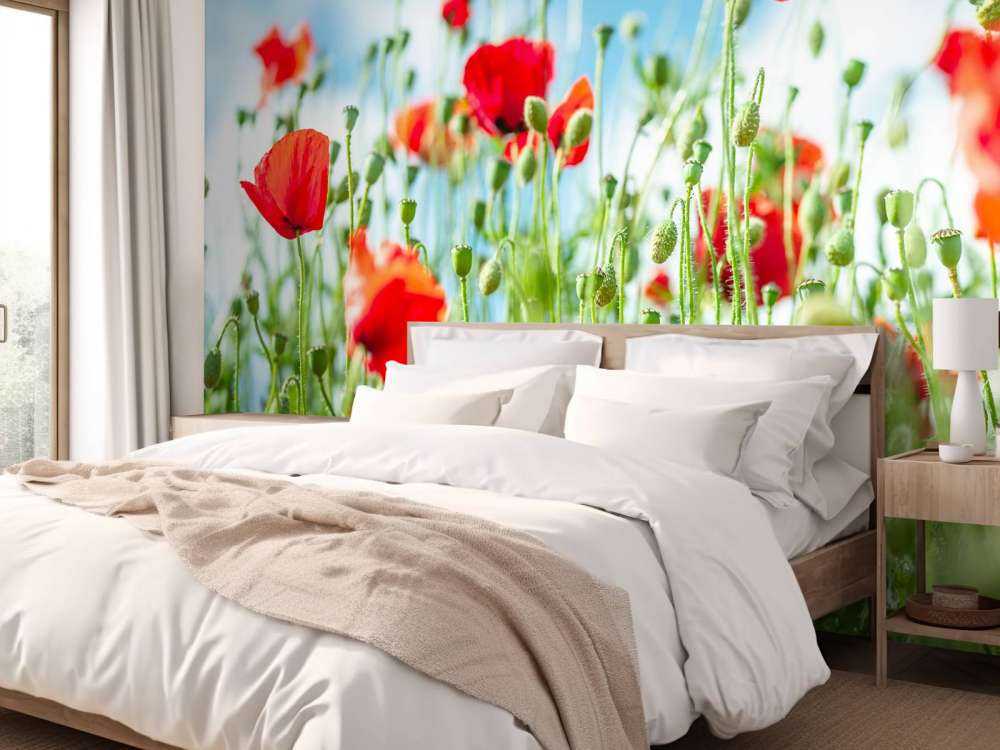 Feld mit Mohnblumen