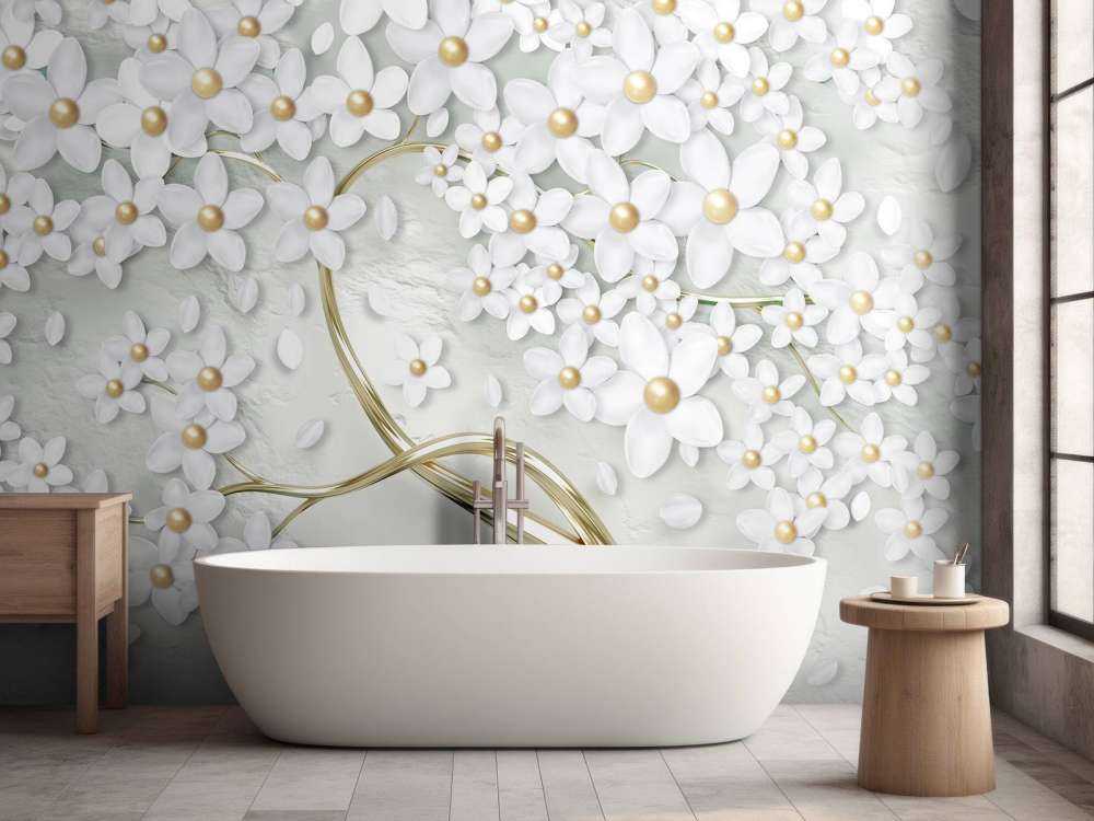 Goldene weiße Blüten