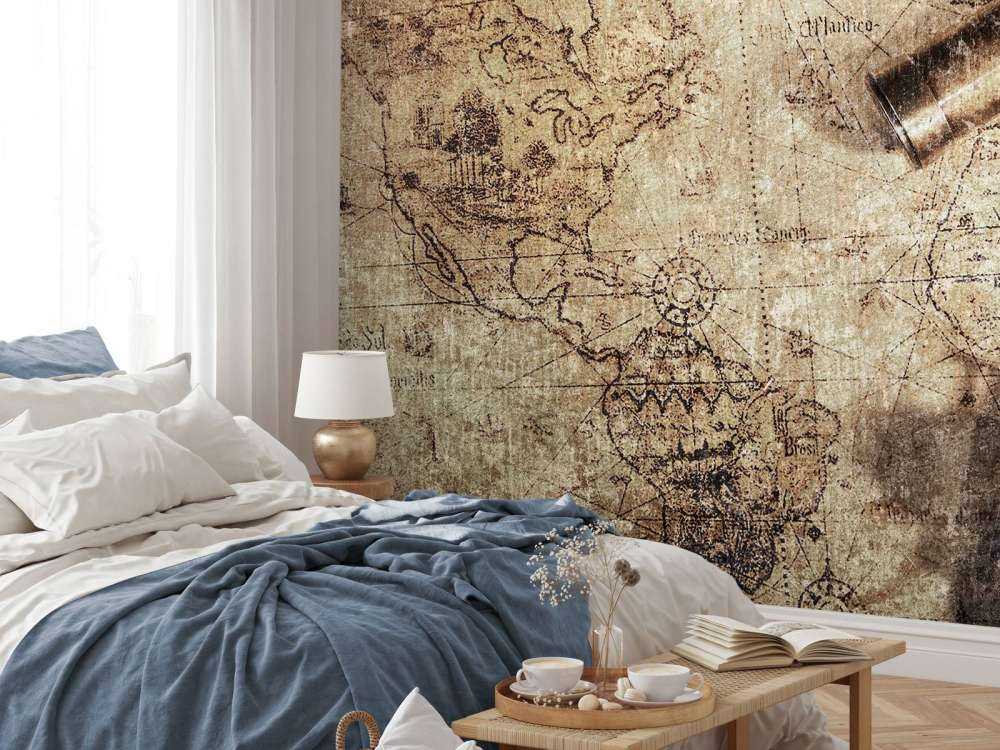 Weltkarte mit Kompass