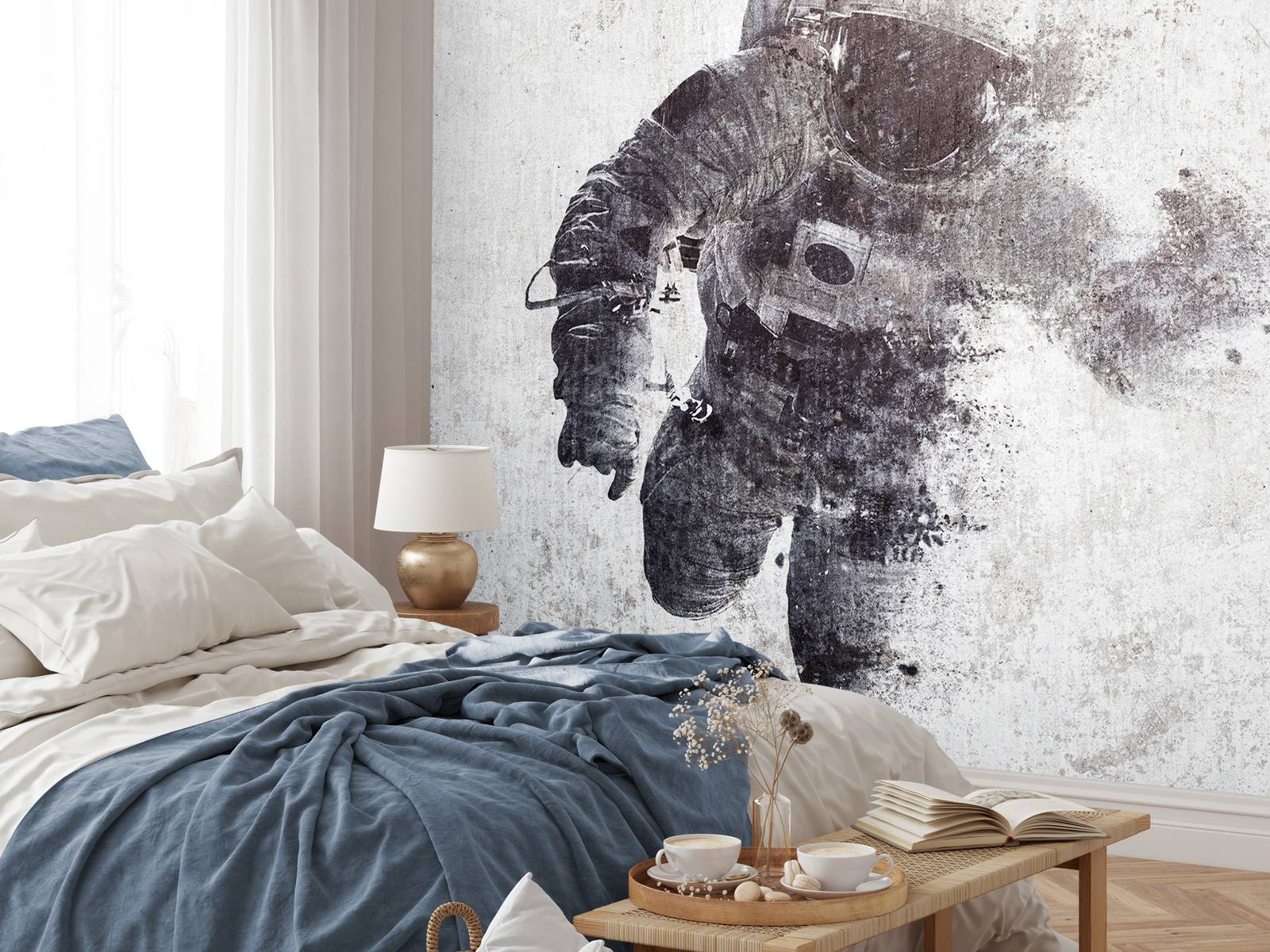 Fresque Murale Vlies Astronautes Espace - Pour Chambre D'enfant, Motif Moderne, Livrée Avec Colle - Neuf