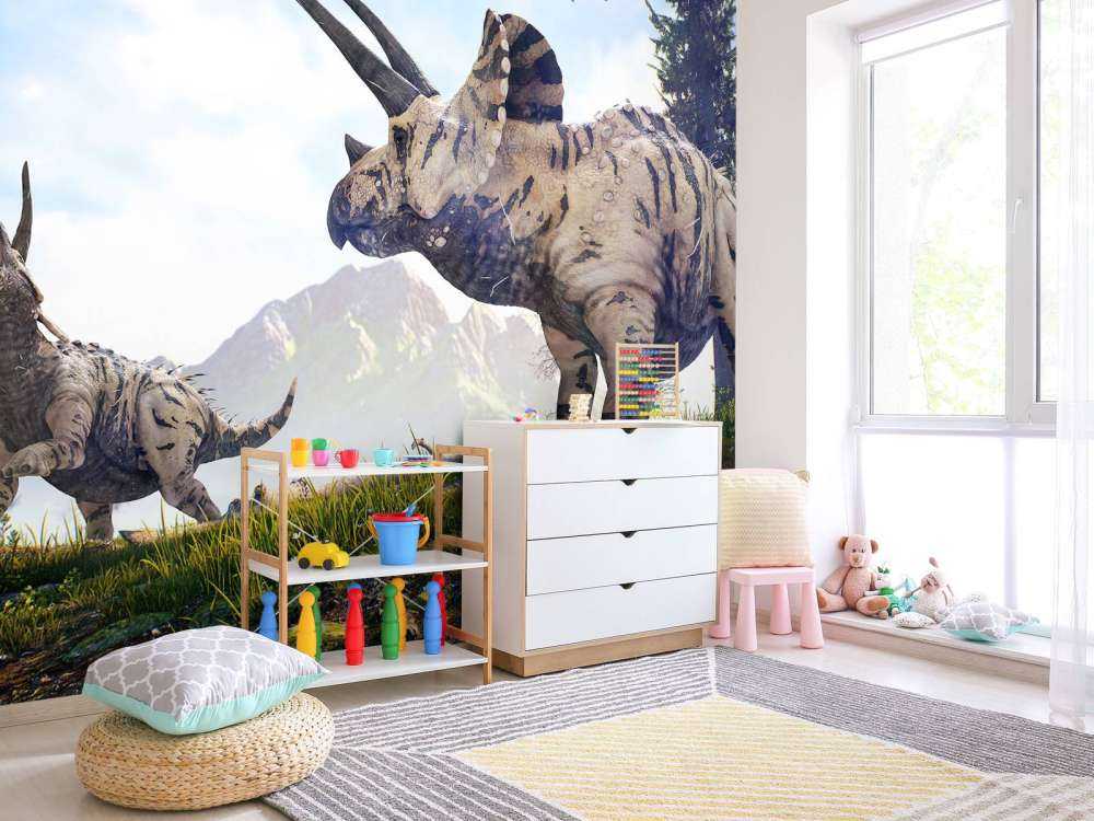 Dinosaurier wandern durch die Landschaft