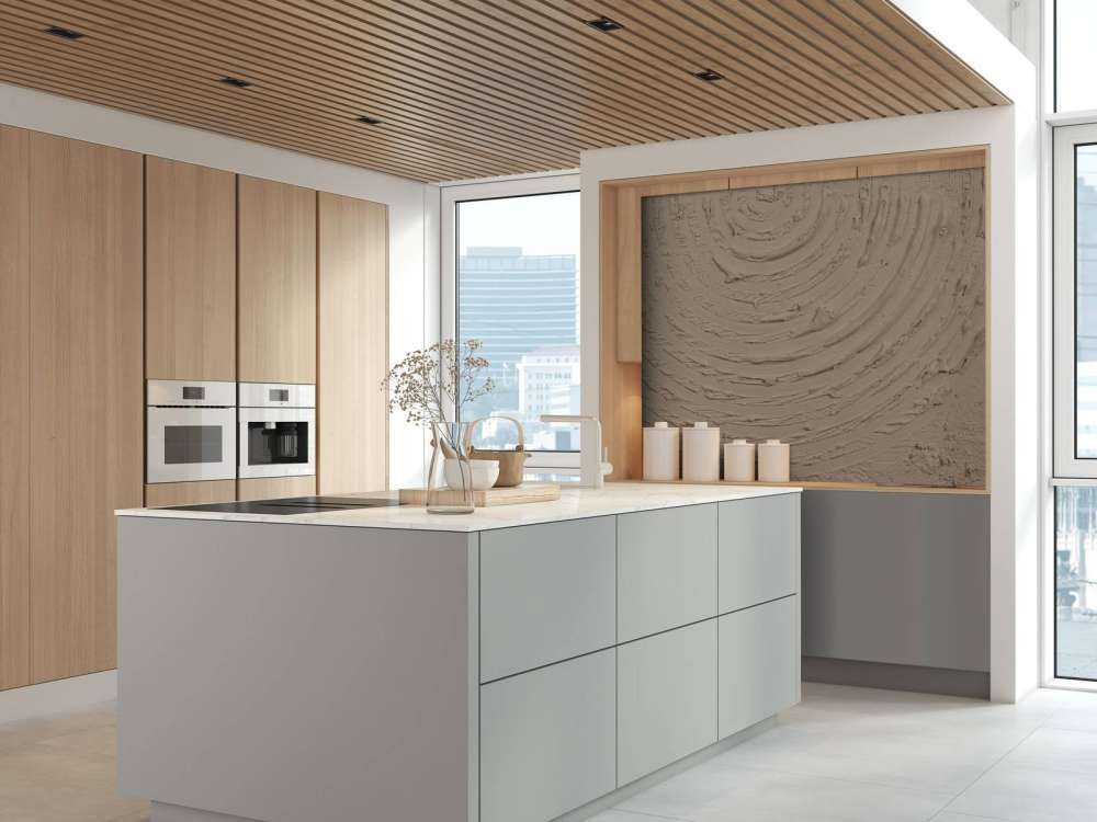 Runde Formen und Linien in Taupe