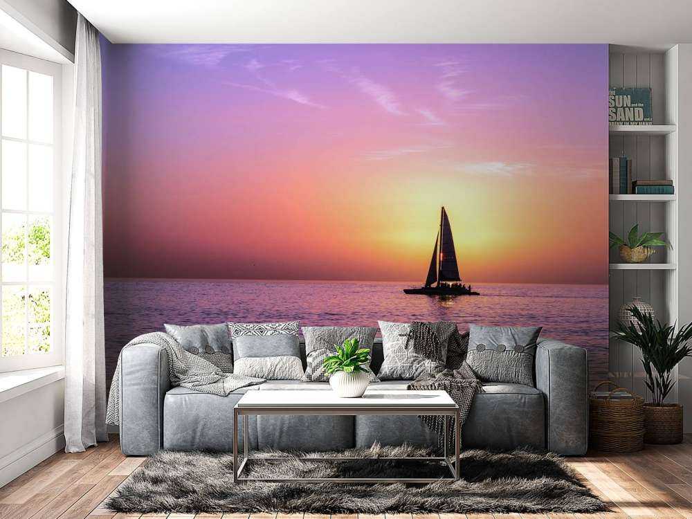 Silhouetten-Segelboot