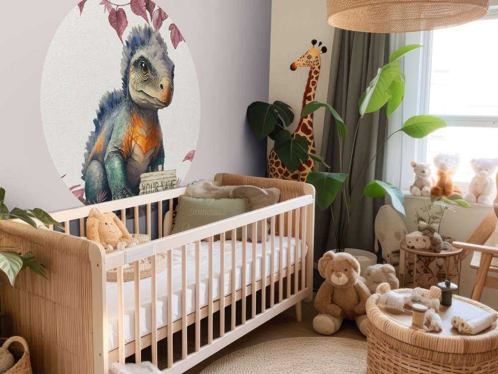 Baby-Ankylosaurus im rosa Dschungel