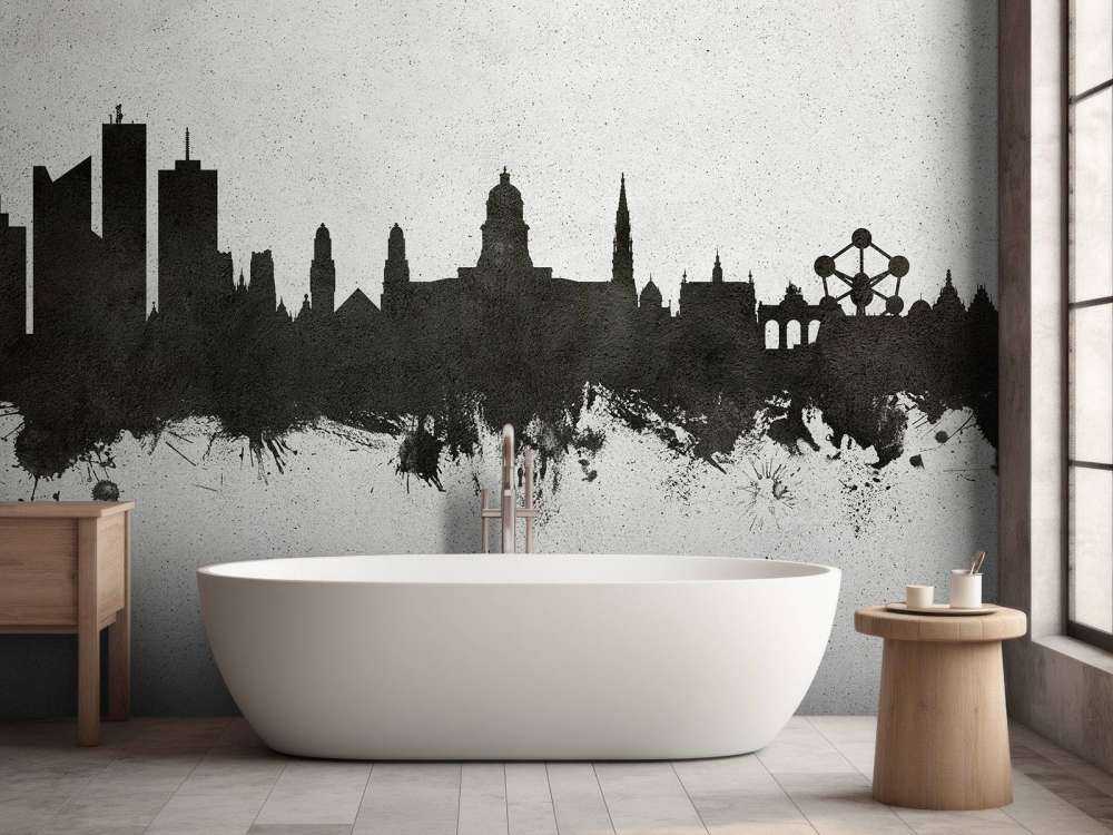 Aquarell-Skyline, Brüssel