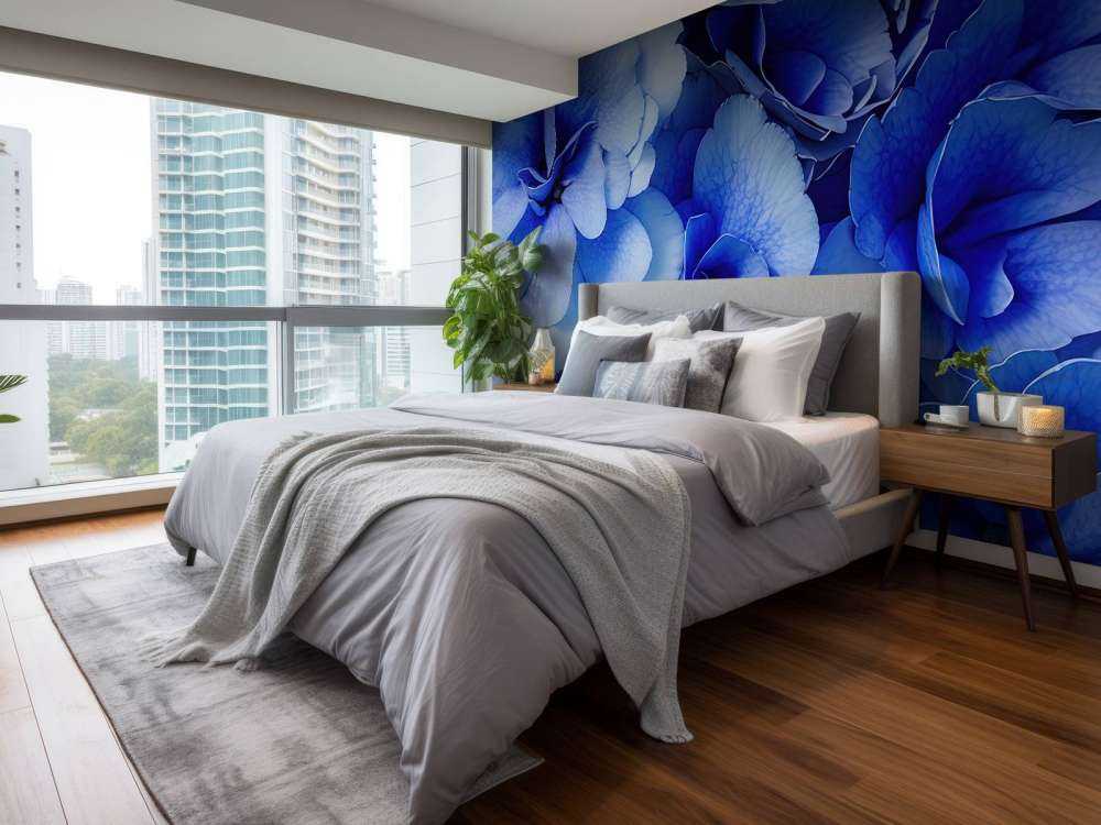 Nahaufnahme von blauen Hortensien