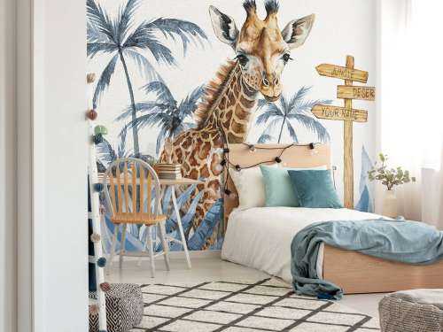 Baby-Giraffe im Dschungel blau