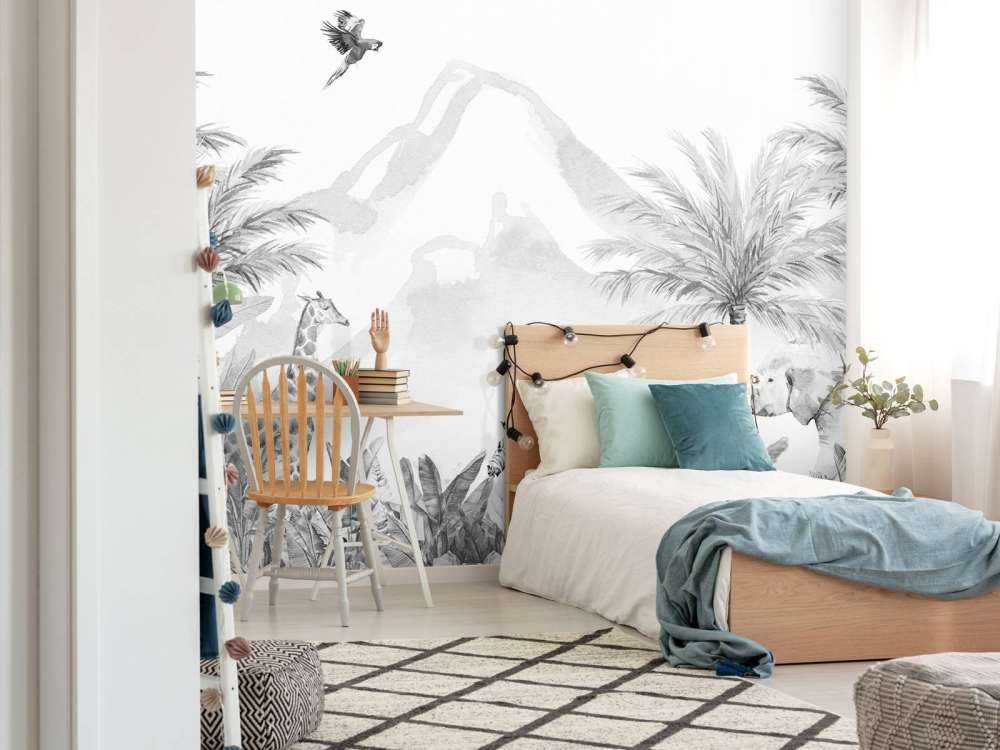 Dschungeltiere in schwarz-weiß