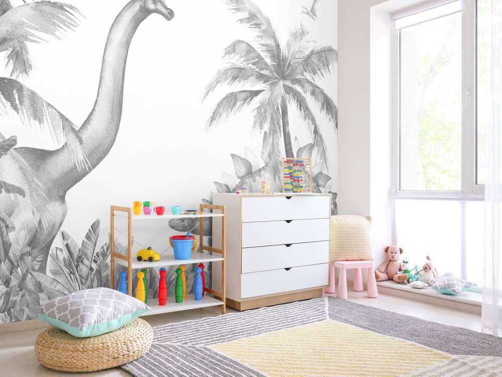 Dinosaurier in Schwarz-Weiß