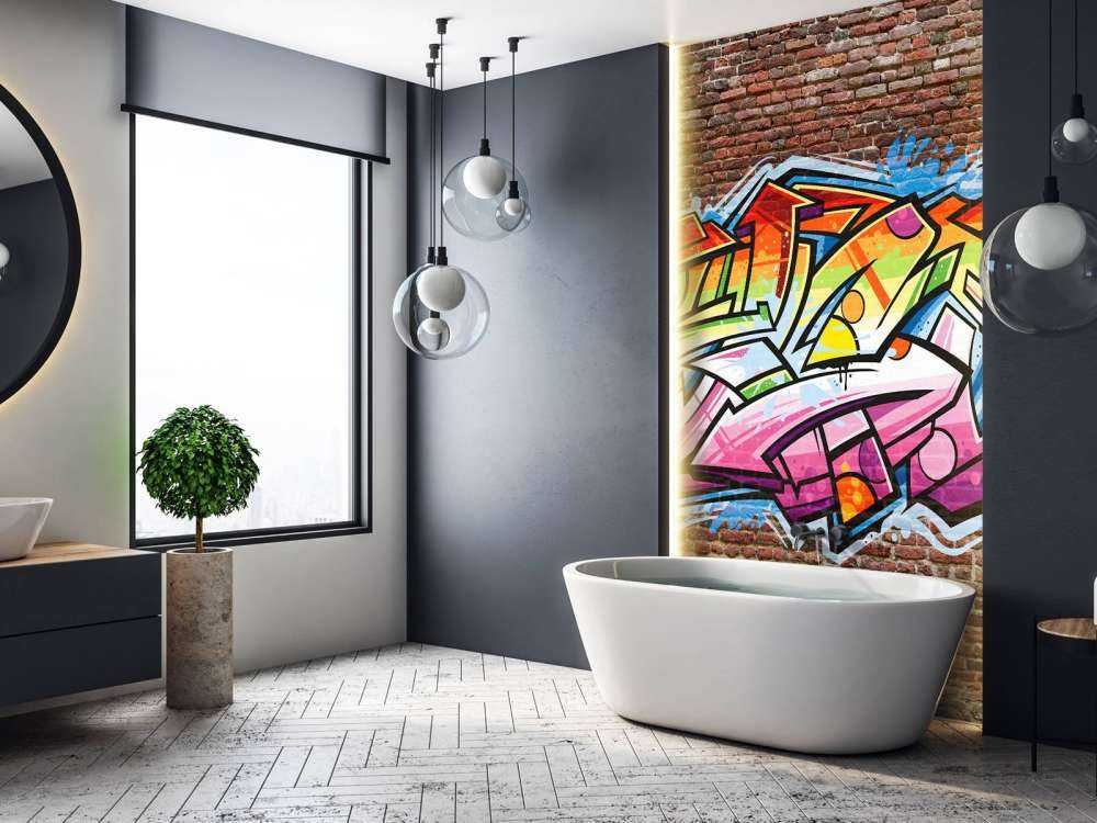 Graffiti auf rotem Backstein