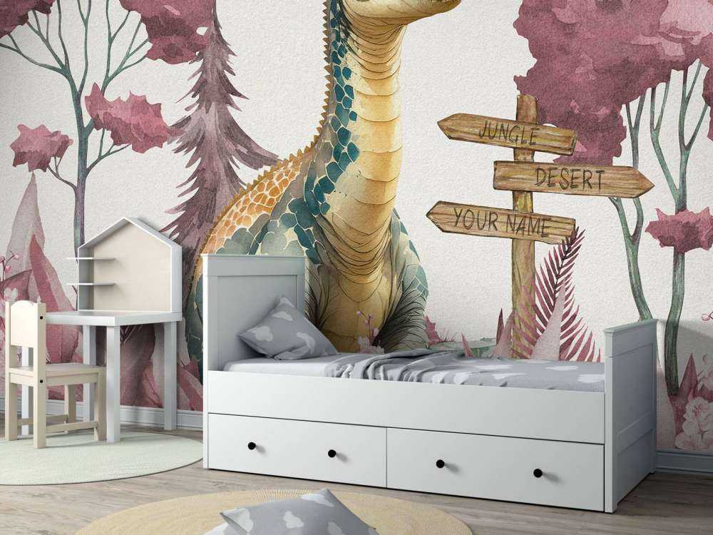 Baby-Brachiosaurus im rosa Dschungel