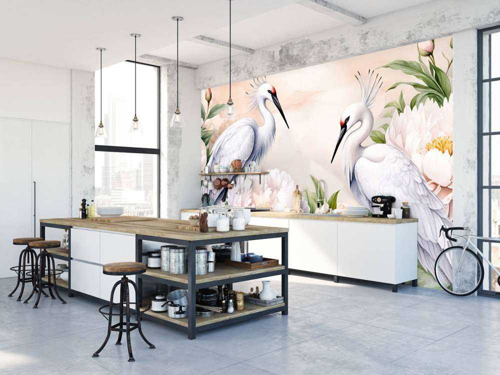 Störche Romantik Orange