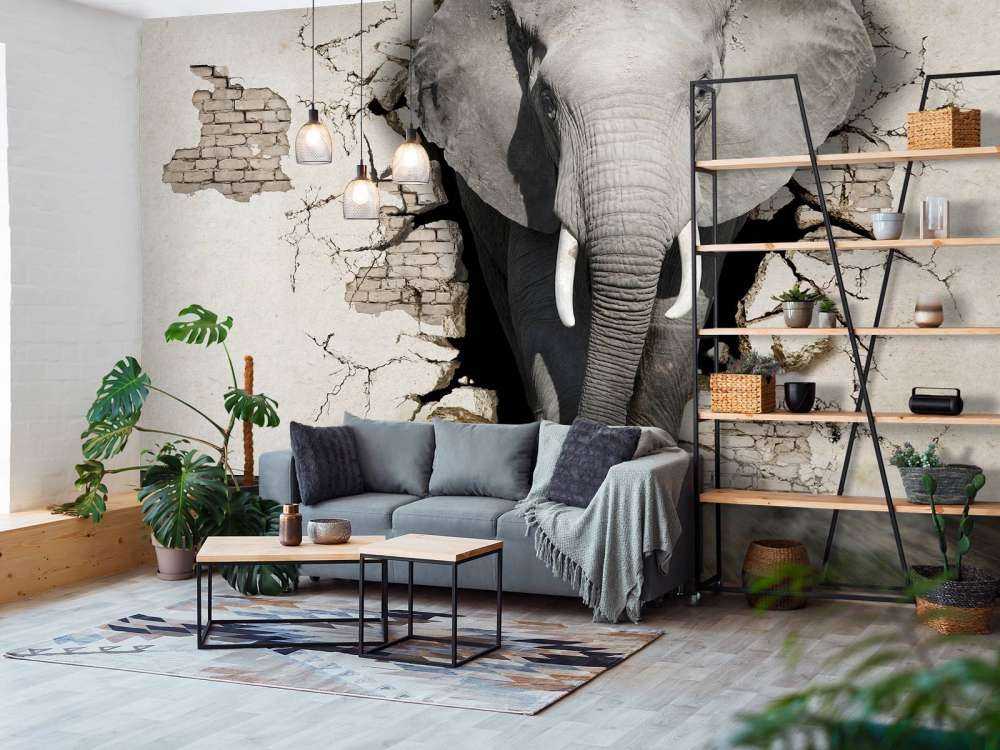 3D Elefant auf Fototapete
