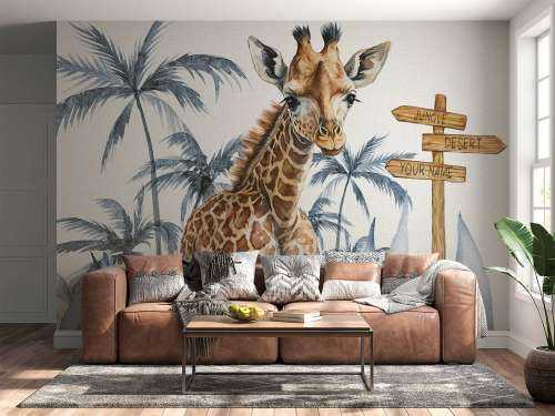 Baby-Giraffe im Dschungel blau
