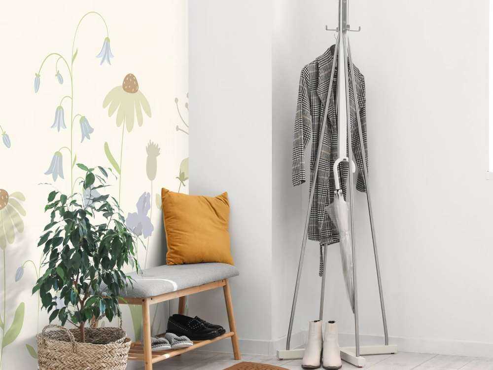 Blumenfeld in hochbeige, altrosa, grün und flieder