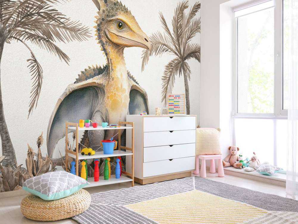 Baby-Pteranodon im taupefarbenen Dschungel