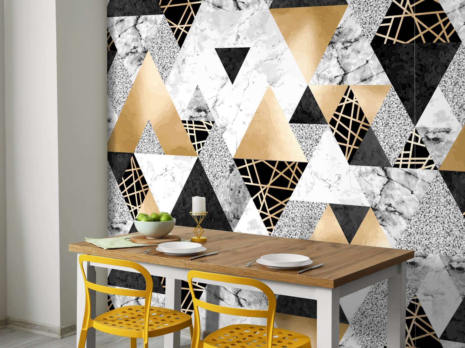 Marmor-Dreiecke mit Gold