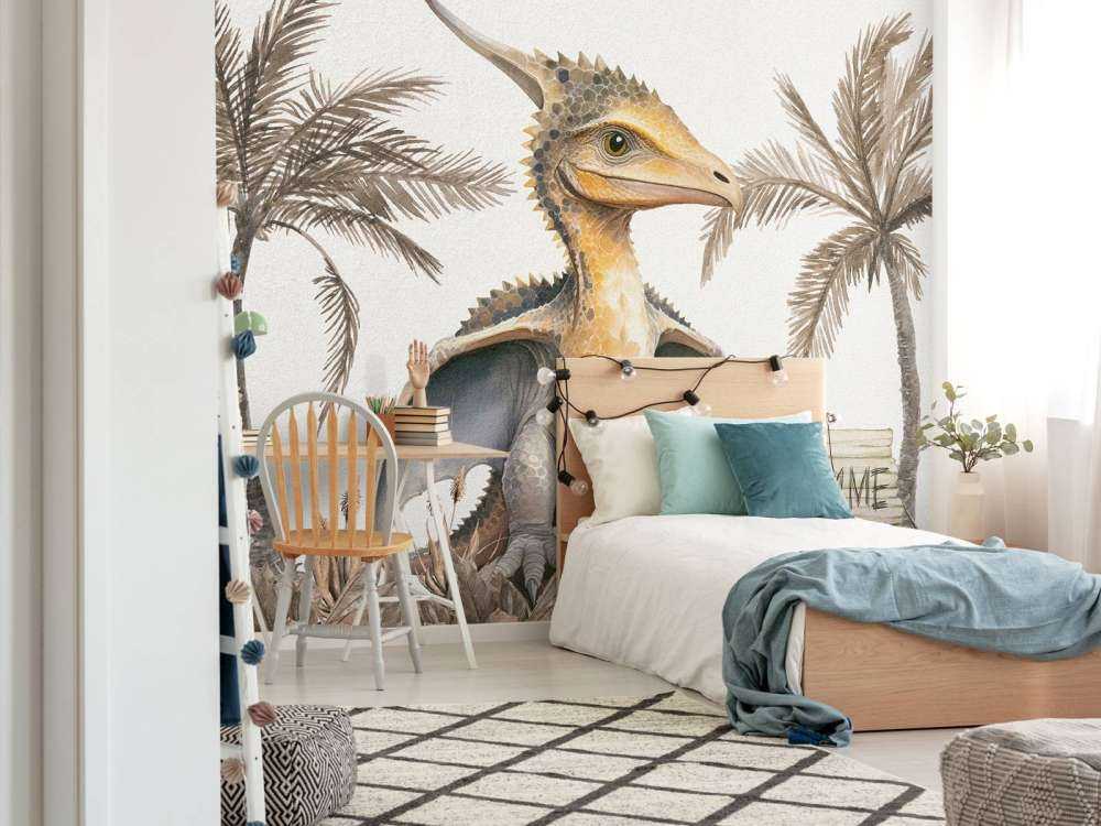 Baby-Pteranodon im taupefarbenen Dschungel