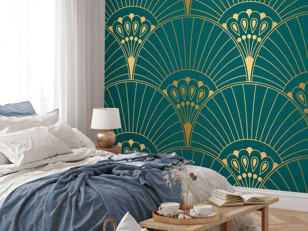 Art Deco Fächer in Petrol