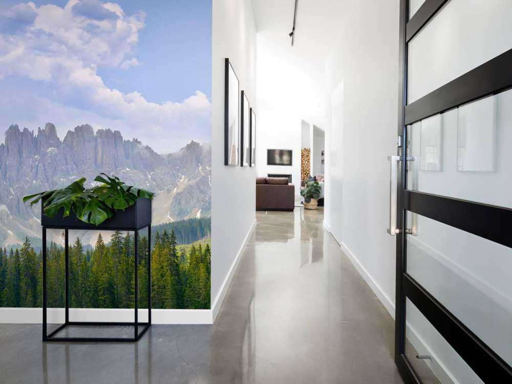 Berge mit Bäumen und Wolken