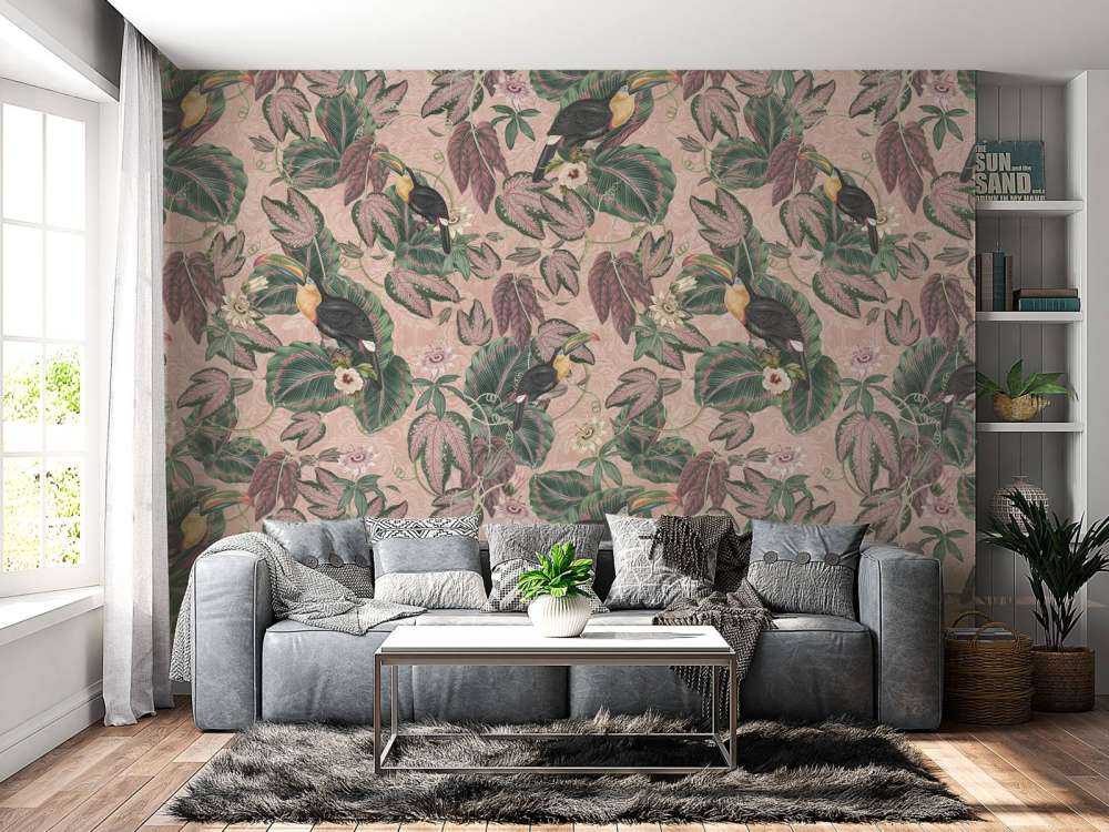 Tropische Dschungelvögel & -tukane - rosa