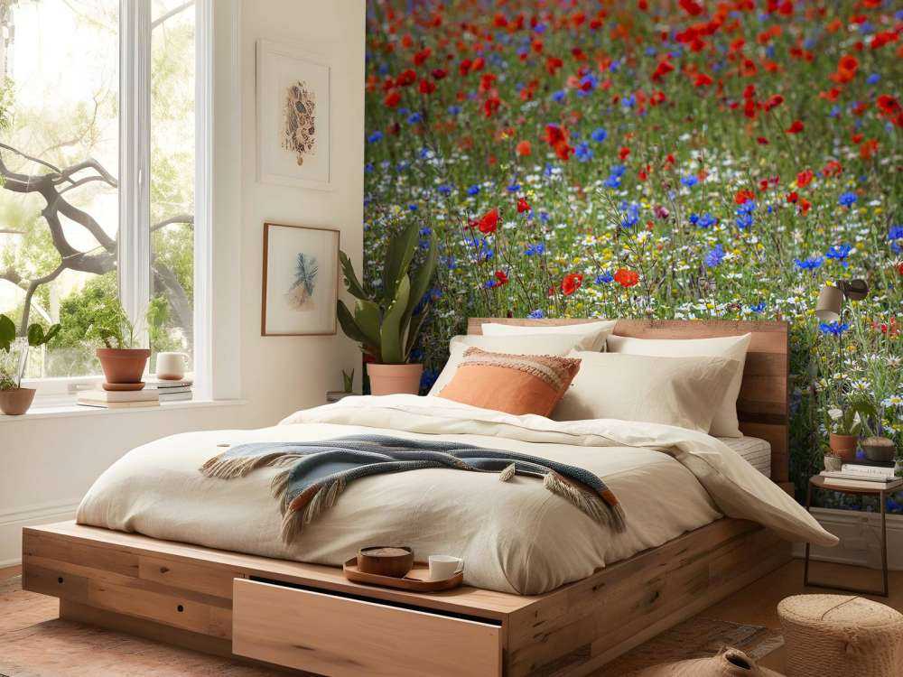 Feld voller Mohnblumen