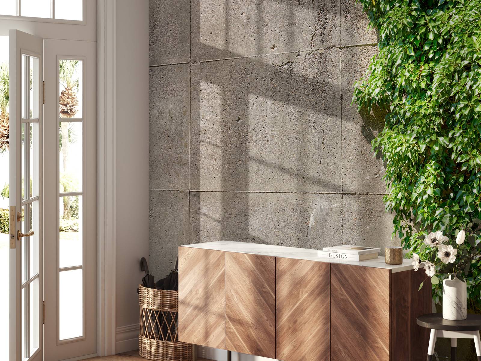Beton mit Strauch