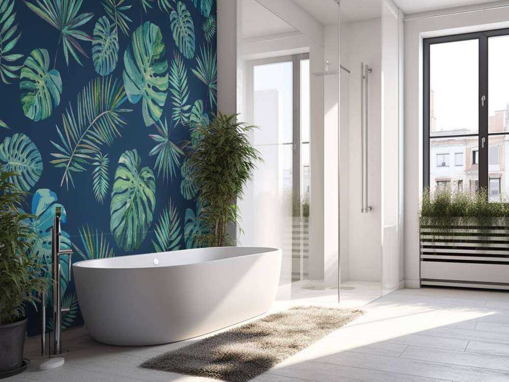 Palmenblätter und Monstera