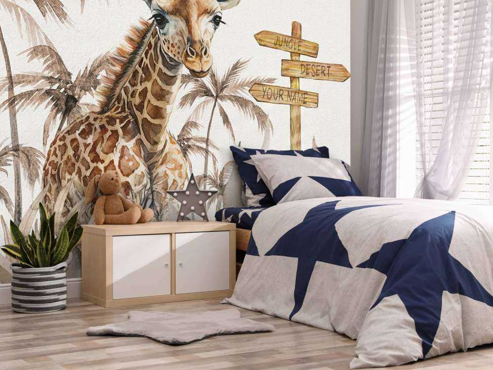 Baby-Giraffe im Dschungel taupe