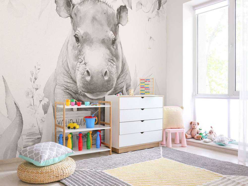 Baby Nilpferd im Dschungel beige