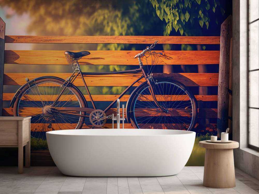 Fahrrad neben einem Holzzaun