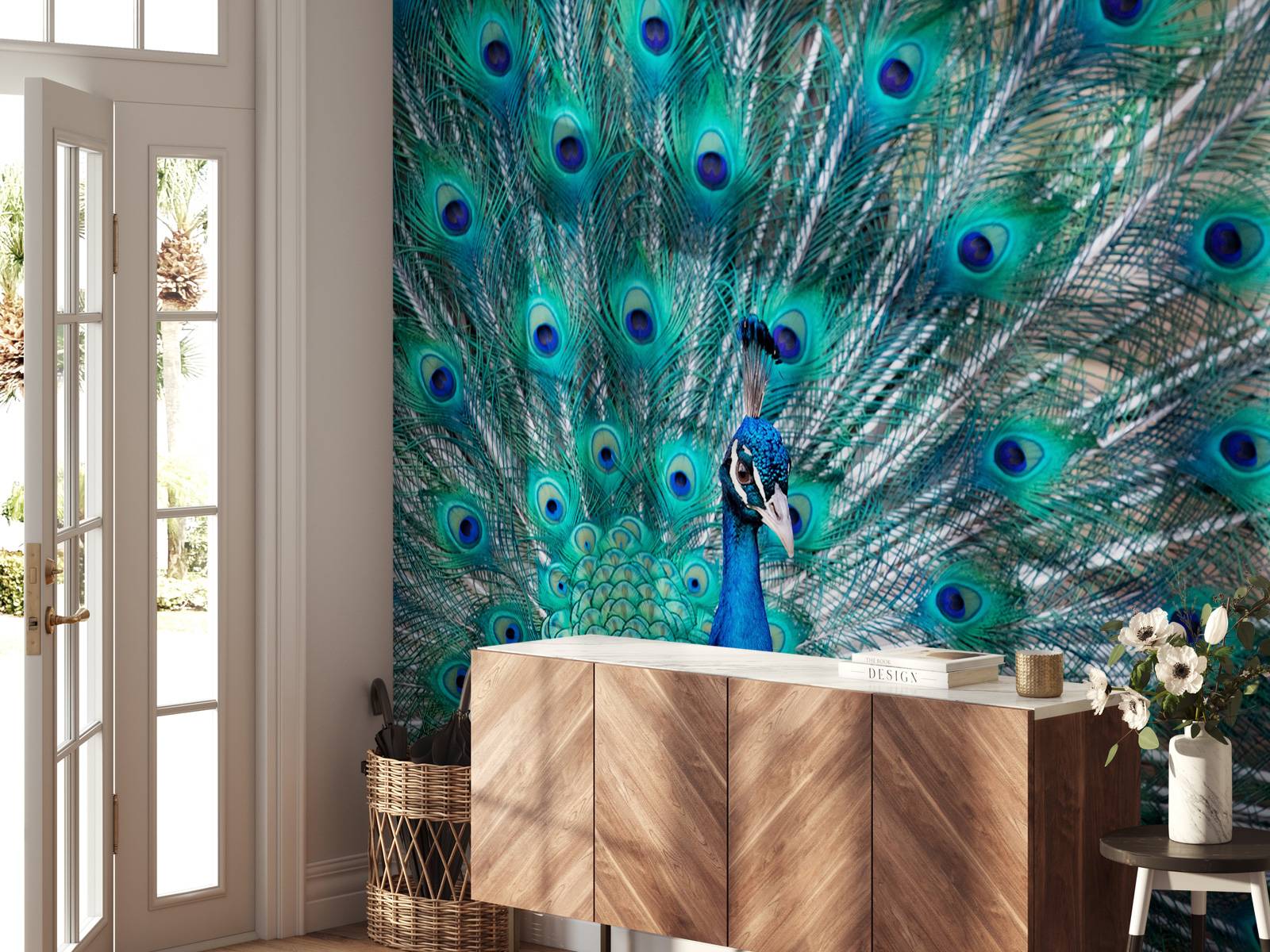 Holden Menali Pfau Glitzer Tapete - Florale Exotische Vögel - Wählen