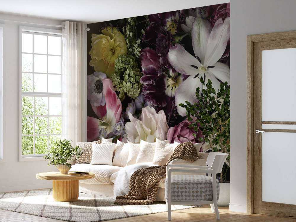 Bunte Blumen dunkel