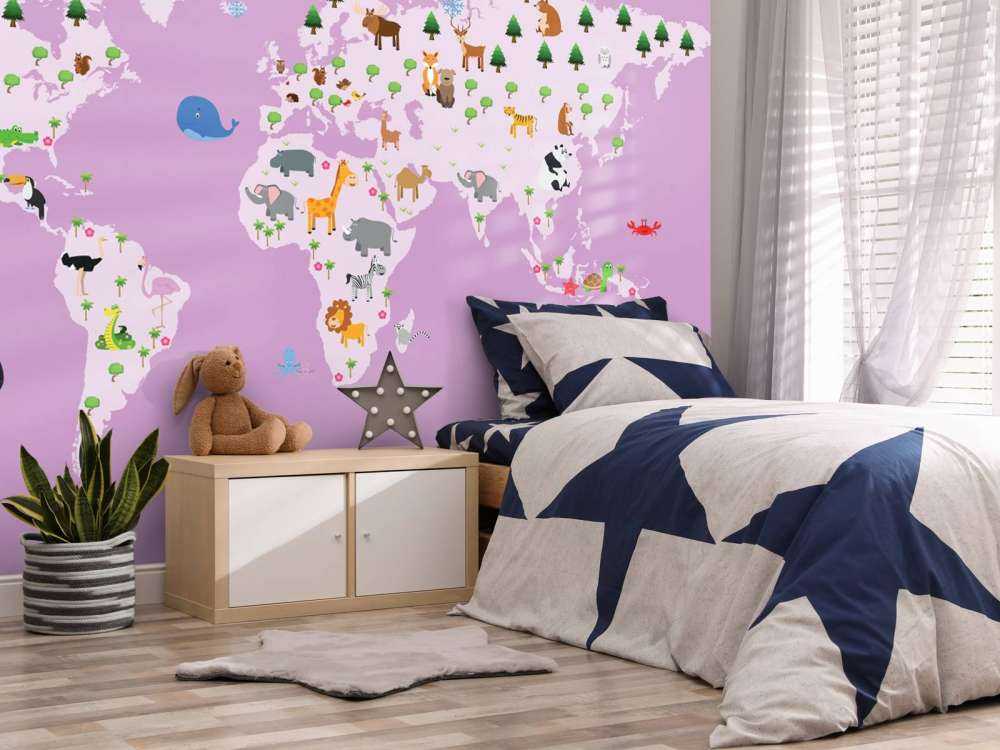 Kinder Weltkarte rosa