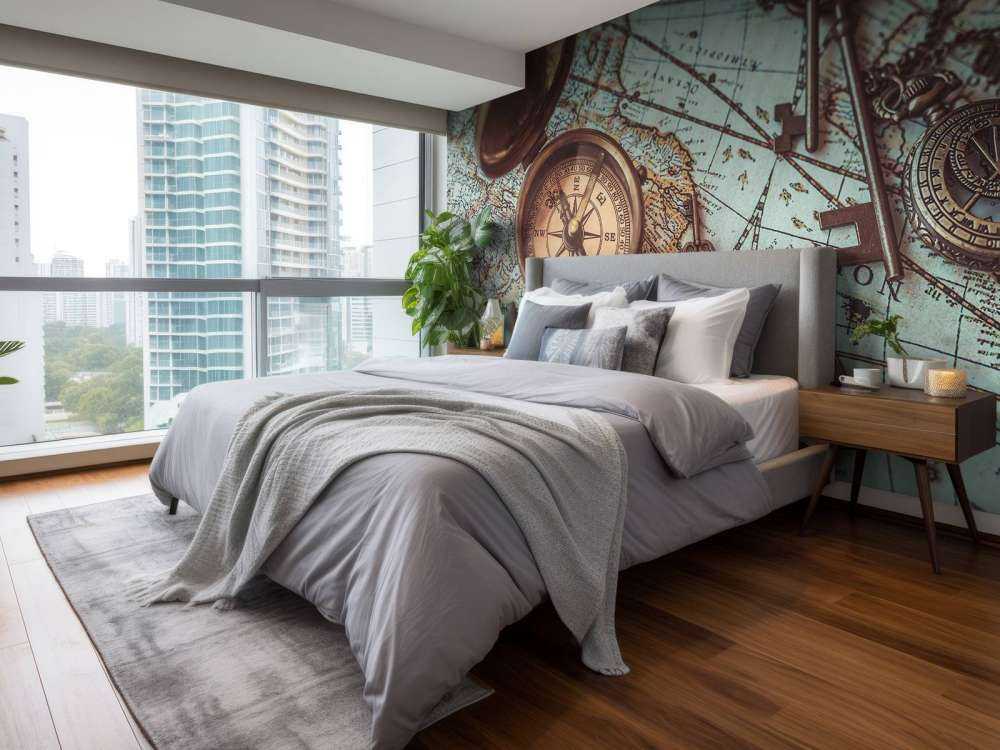 Weltkarte mit Kompass