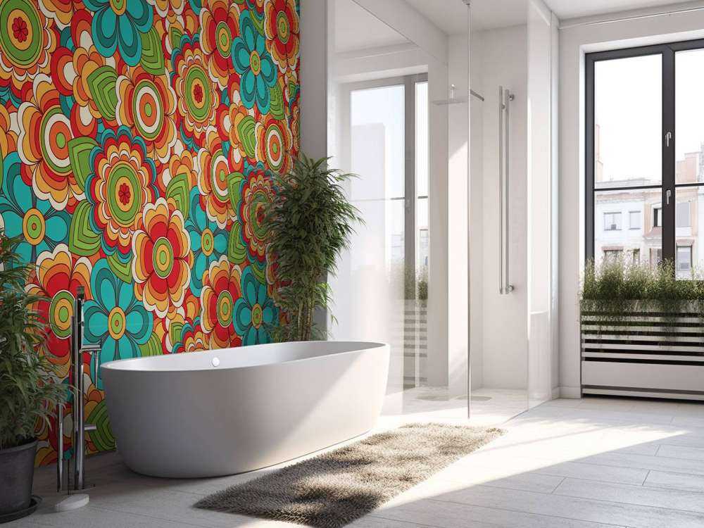 Bunte Retro Blumen